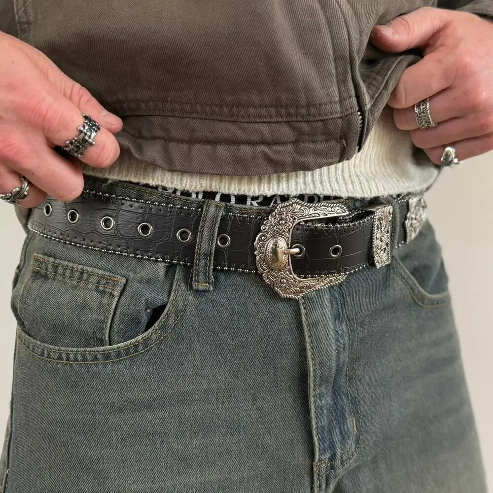 Vintage black alligator skin western